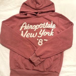 Pink and white Aéropostale hoodie